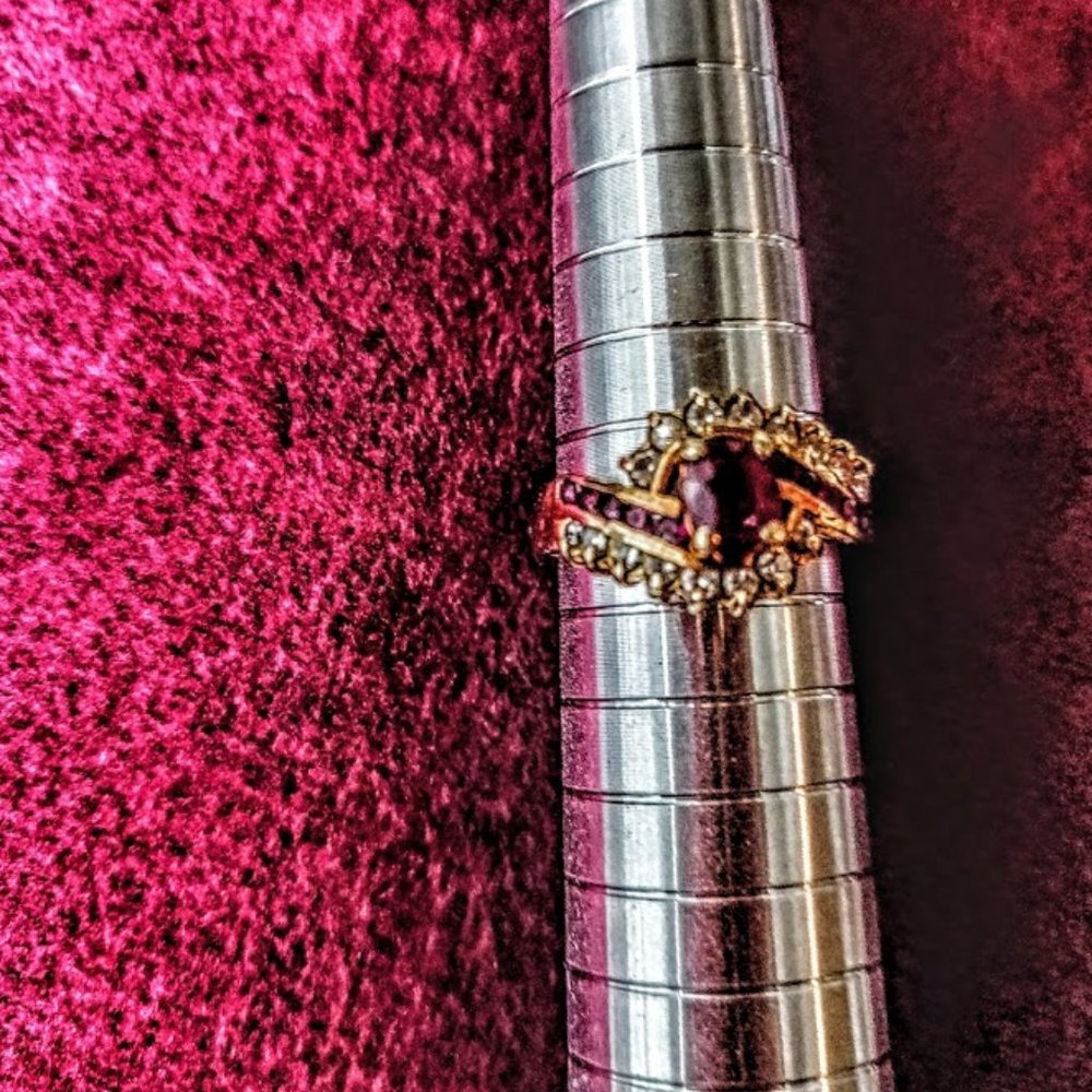 14K Gold Ring with Rubies & Diamonds - - 50% Discount + Free Shipping